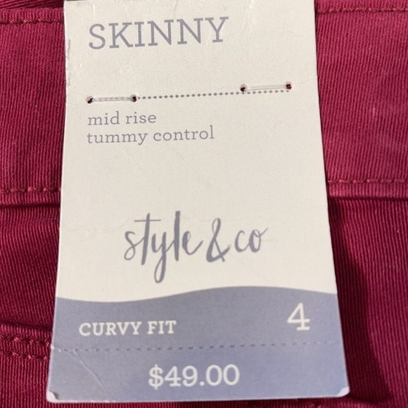 STYLE & CO CURVY SKINNY LEG MID RISE TUMMY CONTROL CURVY FIT SIZE 4 NEW - Picture 11 of 14